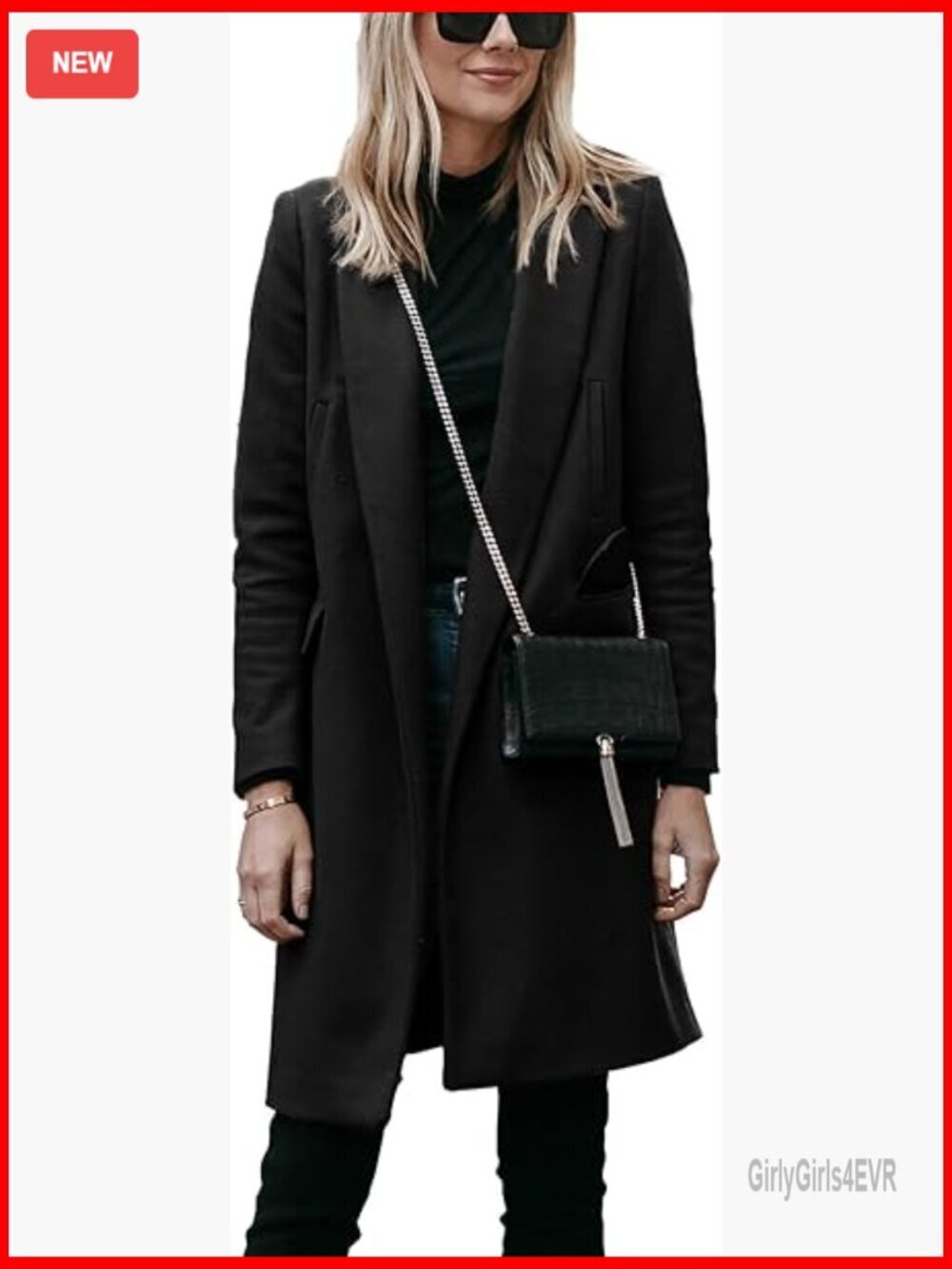 Wool Blend Trench Coat Peacoat Blazer Jacket Notch Lapel Button Closure